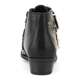 Suede Studded Buckle Ankle Boot