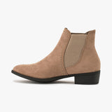 Taupe Faux Suede Stud Detail Chelsea Ankle Boot