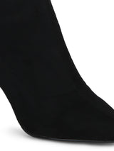 Black Micro Sock Low Heel Ankle Boots