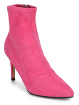 Pink Micro Sock Low Heel Ankle Boots
