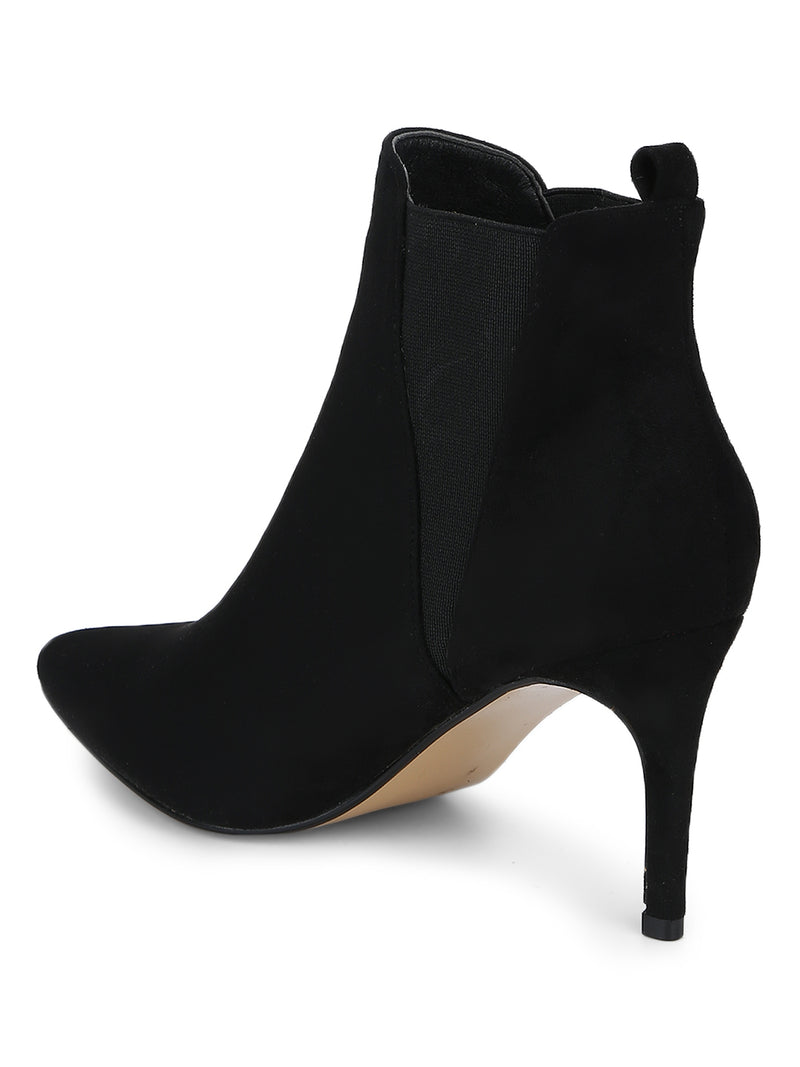 Black Micro Low Heel Chelsea Ankle Boots