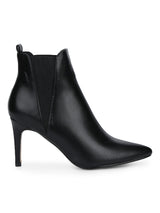 Black PU Low Heel Chelsea Ankle Boots