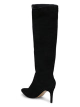 Black Micro Slouched Long Boots