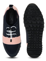 Navy Pink Mesh Lace-Up Sneakers