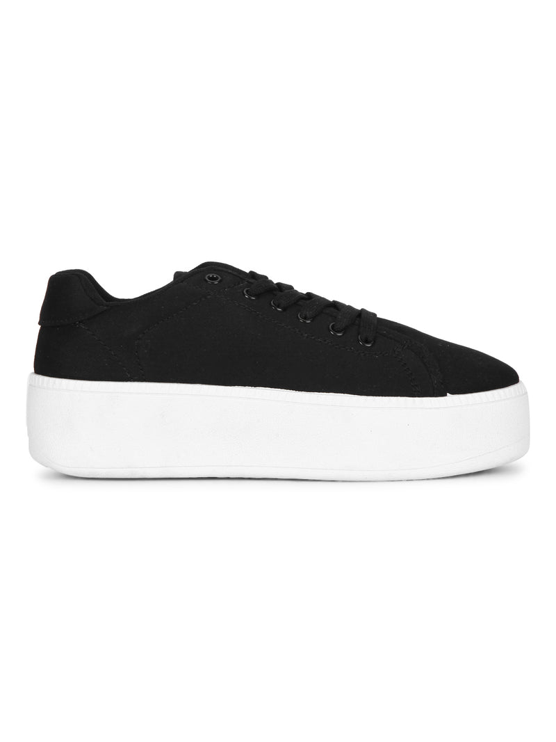 Black Canvas Lace-Up Sneakers