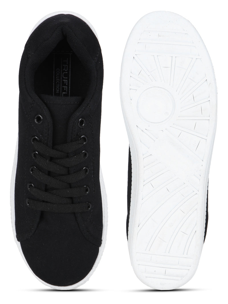 Black Canvas Lace-Up Sneakers