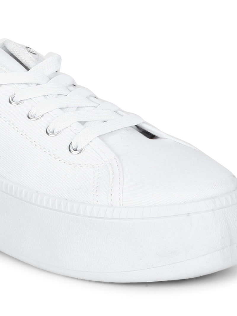 Total White Canvas Lace-Up Sneakers