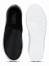 Black PU Slip-On Sneakers