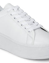 White PU Platform Lace-Up Sneakers