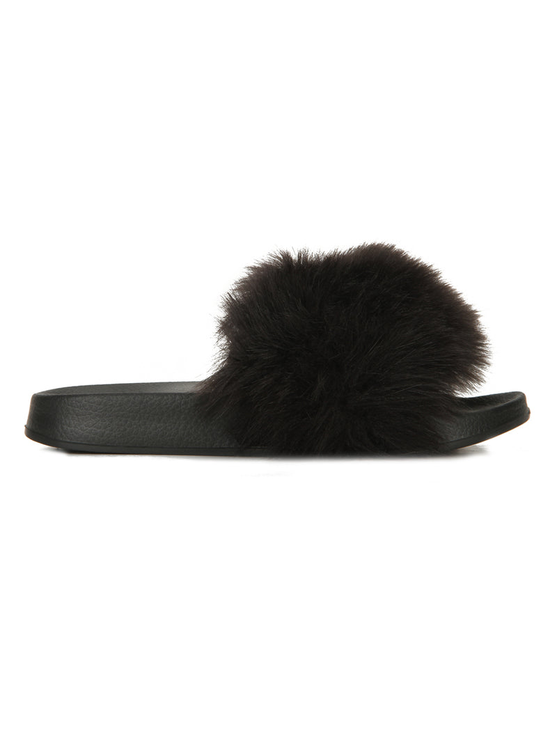 Total Black Fur Sliders