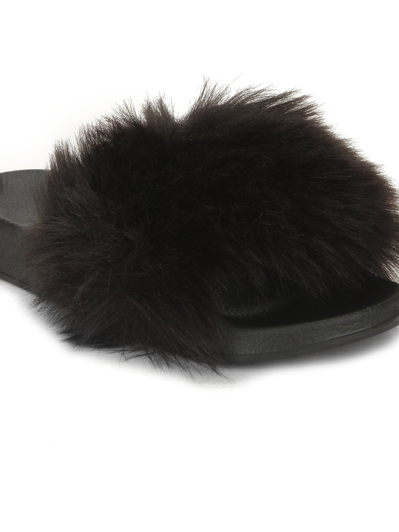 Total Black Fur Sliders