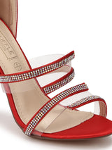 Red Diamante Strapped Stilettos