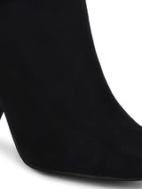 Black Micro Pointed Heel Long Boots
