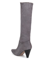 Dove Grey Micro Pointed Heel Long Boots