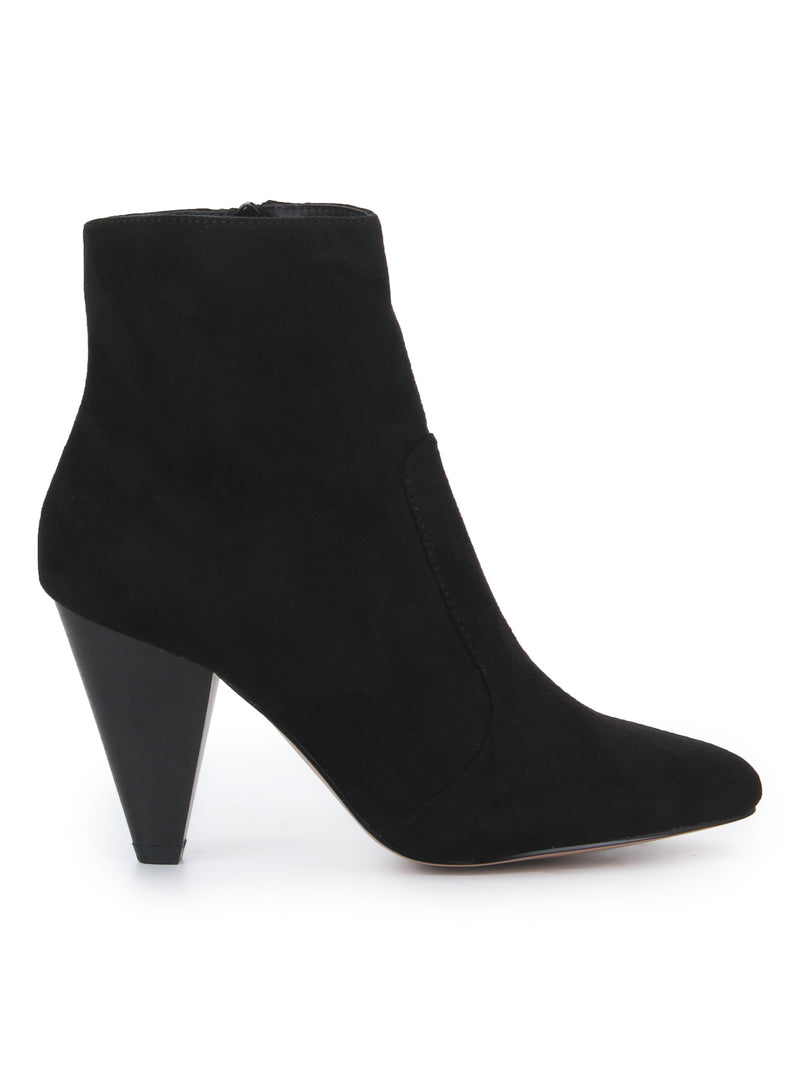 Black Micro Pointed Heel Ankle Boots