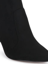 Black Micro Pointed Heel Ankle Boots