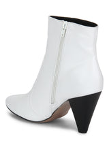 White PU Pointed Heel Ankle Boots