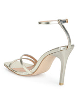 Gold Metallic Strappy Ankle Strap Stilettos