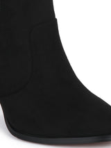 Black Micro Golden Heel Zipper Ankle Boots