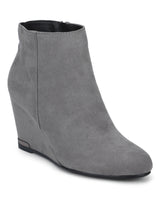 Grey Micro Wedge Heel Ankle Boots