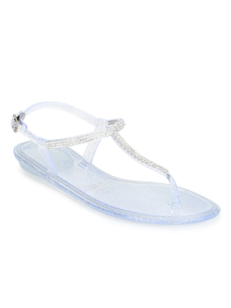Clear PVC Ankle Strap Flat Sandals