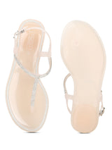 Nude PVC Clear Strap Flat Sandals