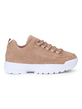 Blush Mircro Cleated Bottom Lace-Up Sneakers