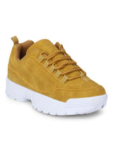 Mustard Micro Cleated Bottom Lace-Up Sneakers