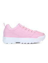 Pink Cleated Bottom Lace-Up Sneakers