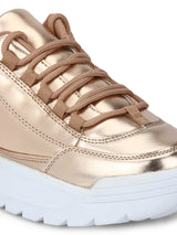 Rose Gold Cleated Bottom Lace-Up Sneakers