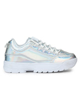 Silver Cleated Lace-Up Sneakers