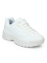White Cleated Bottom Lace-Up Sneakers