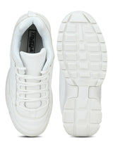 White Cleated Bottom Lace-Up Sneakers