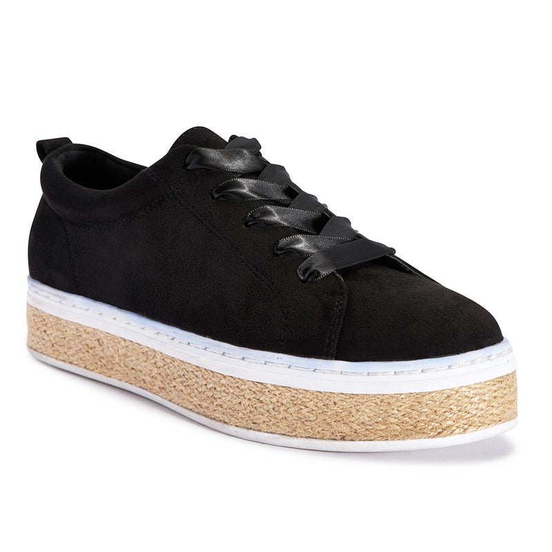 Jute lace up trainer