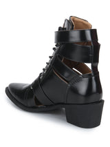 Black Box PU Buckled Pointed Toe Ankle Boots