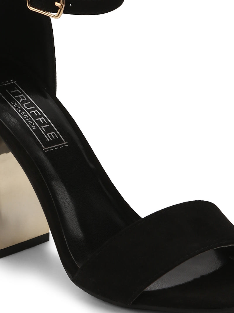 Black Micro Double Colored Perspex Block Heels