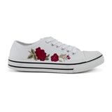 Canvas Lace Up Embroidery Trainers