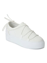 White Platform Laced Slip-On Sneakers
