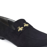 Faux Suede Bee Detail Flat Slip On Loafers