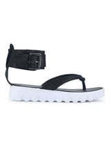 Black Crossover Ankle Strap Flats