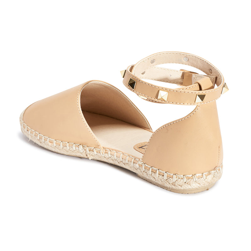 Studded ankle strap flat