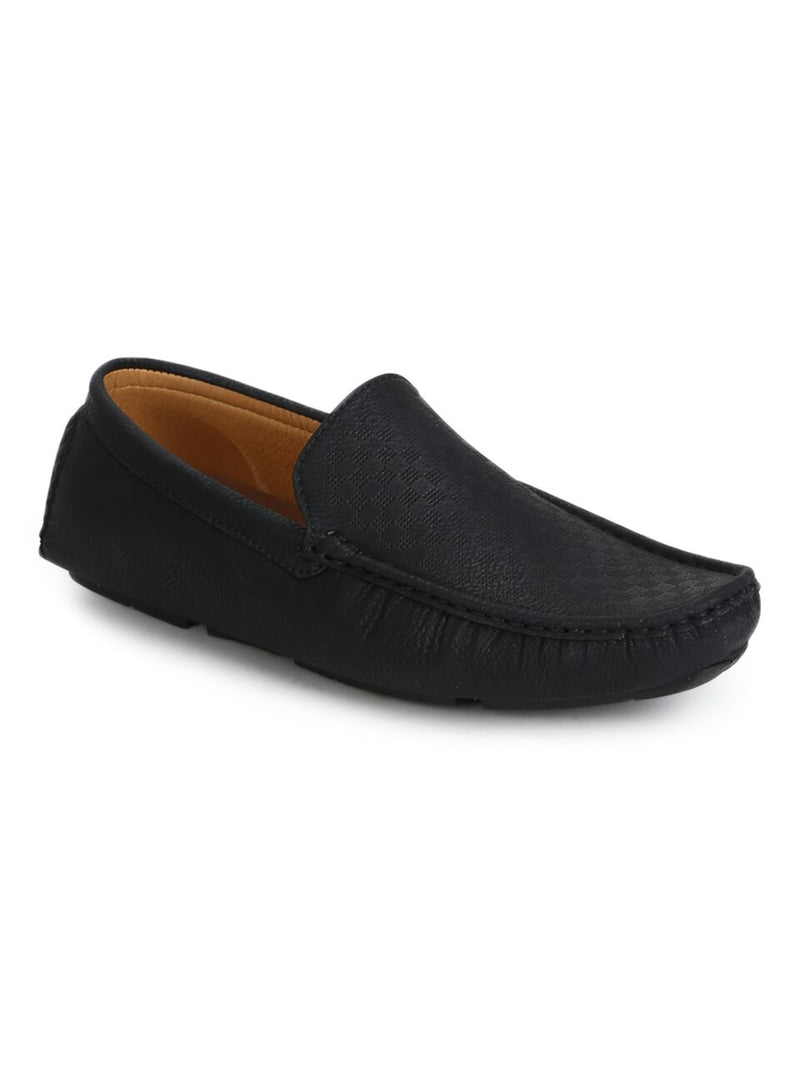 Black PU Patterned Loafers