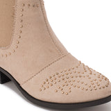 Beige Stud Detail Ankle Boot