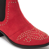 Red Chelsea Stud Detail Ankle Boot