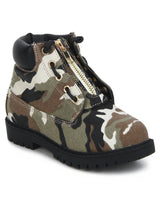 Camoflage Fabric Ankle Boots