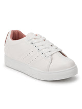 White PU 'Love it' Lace-up MIni Sneakers