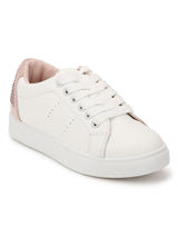 White Blush PU Lace-up Mini Sneakers