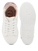 White Blush PU Lace-up Mini Sneakers