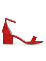 Red Ankle Strap Kitten Block Heels