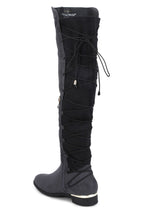 Charcoal Micro Back Lace-up Golden Detail Long Boots
